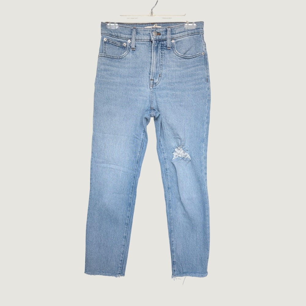 Madewell The Perfect Vintage Jean Light Wash Distressed Raw Hem Petite 25P